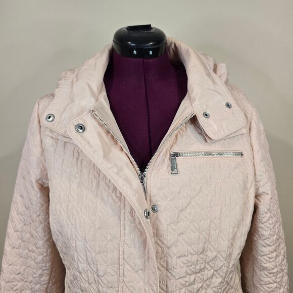 Women's BCBGeneration Pale Pink Full Zip Hooded Quilted Jacket | Size Large - Picture 4 of 10